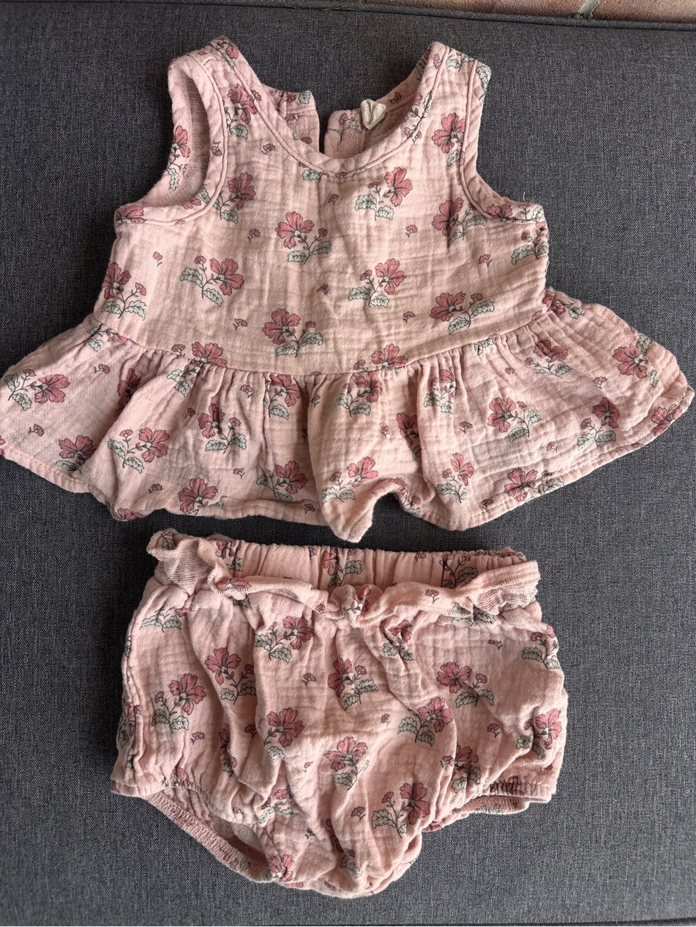 Quincy Mae Pink Floral Peplum Top & Bloomers